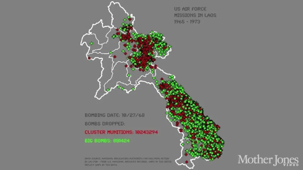 Mapa bombardowania Laosu